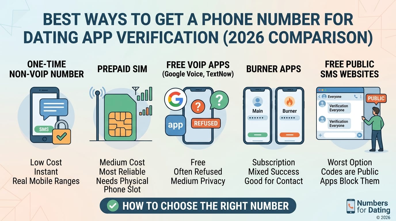 Comparison table of phone number options for dating app verification