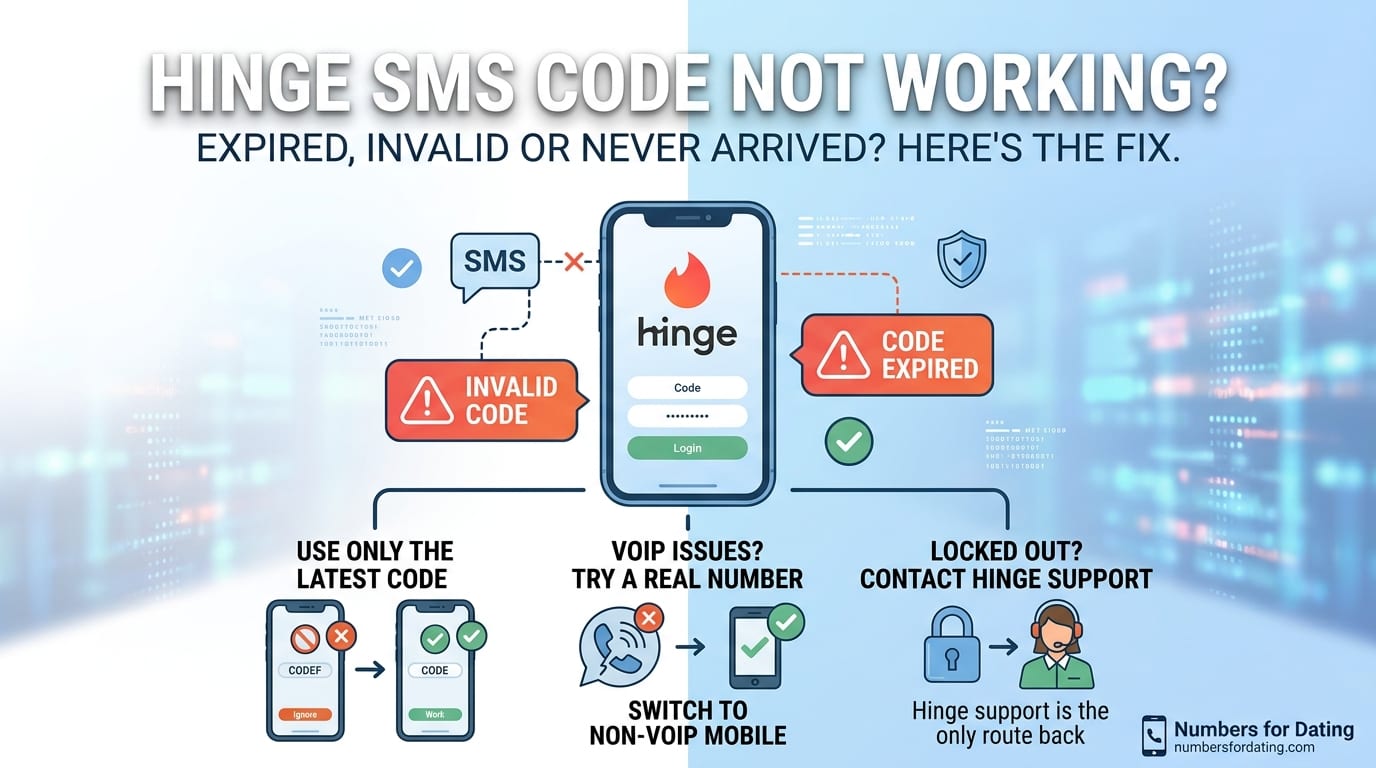 Hinge verification code entry screen