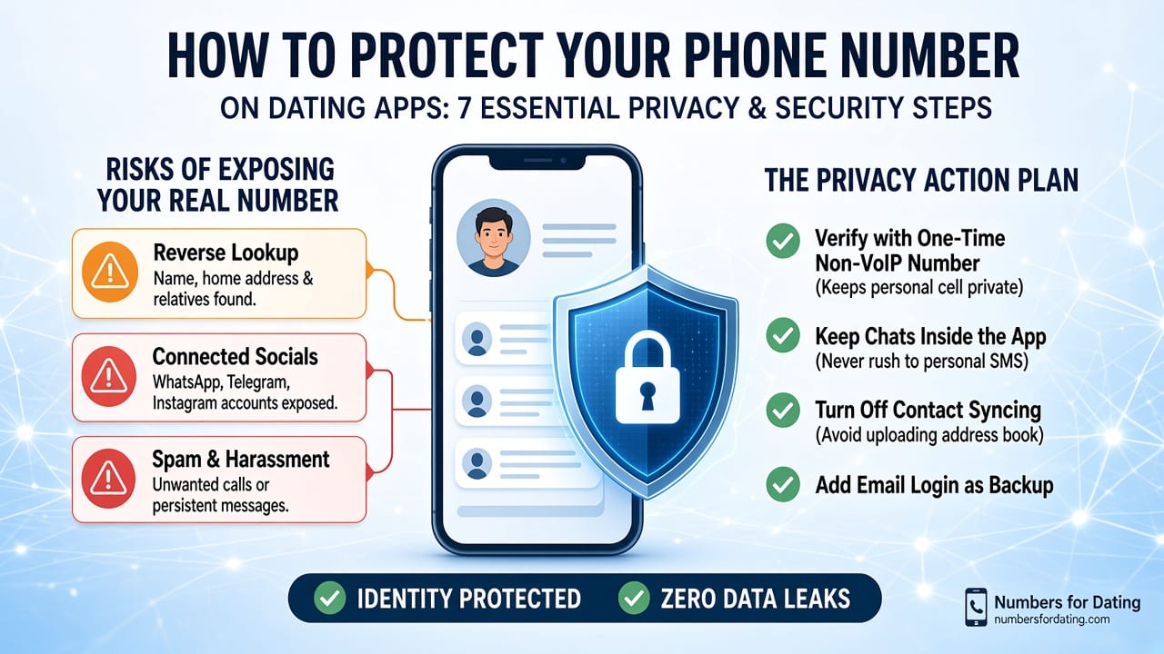 Phone with a privacy shield over a dating app